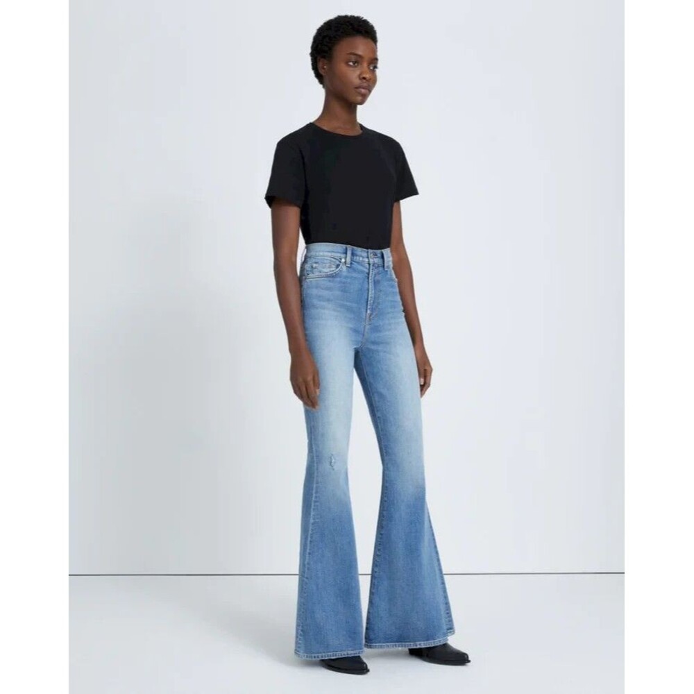 7 For All Mankind BEAUTY DENIM MEGA FLARE MARIBEL High-rise Jeans Size 28 NWT